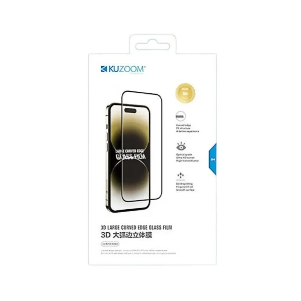 Kuzoom 3d Large Curved Edge Glass Film 3d For Iphone 15 15 Plu S 15 Pro 15 Pro Max (1)