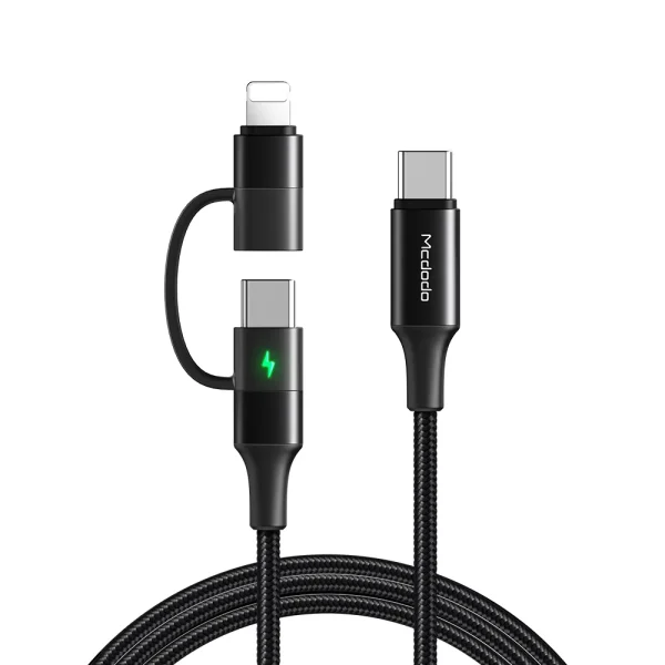 Mcdodo Ca 712 2 In 1 60w Type C To Lightning Type C Fast Charging Data Cable With Led Function 1 2m (2)