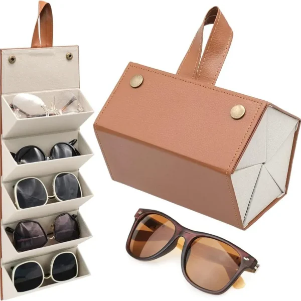 Multi Slot Sunglasses Organizer Foldable Glasses Storage Box Travel Case (2)