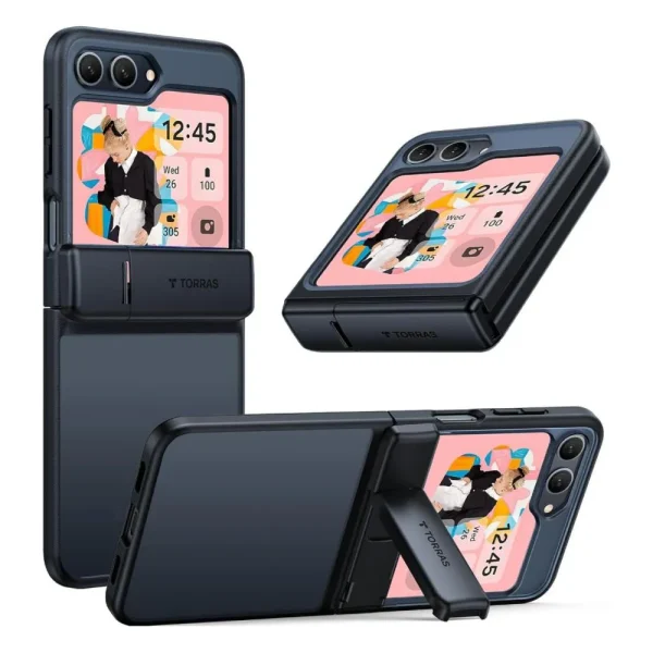 Torras Armor Stand Case With Hinge For Galaxy Z Flip 5 (2)