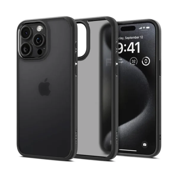 Spigen Ultra Hybrid Matte Frost Black Case For Iphone 15 Pro Iphone 15 Pro ( (6)